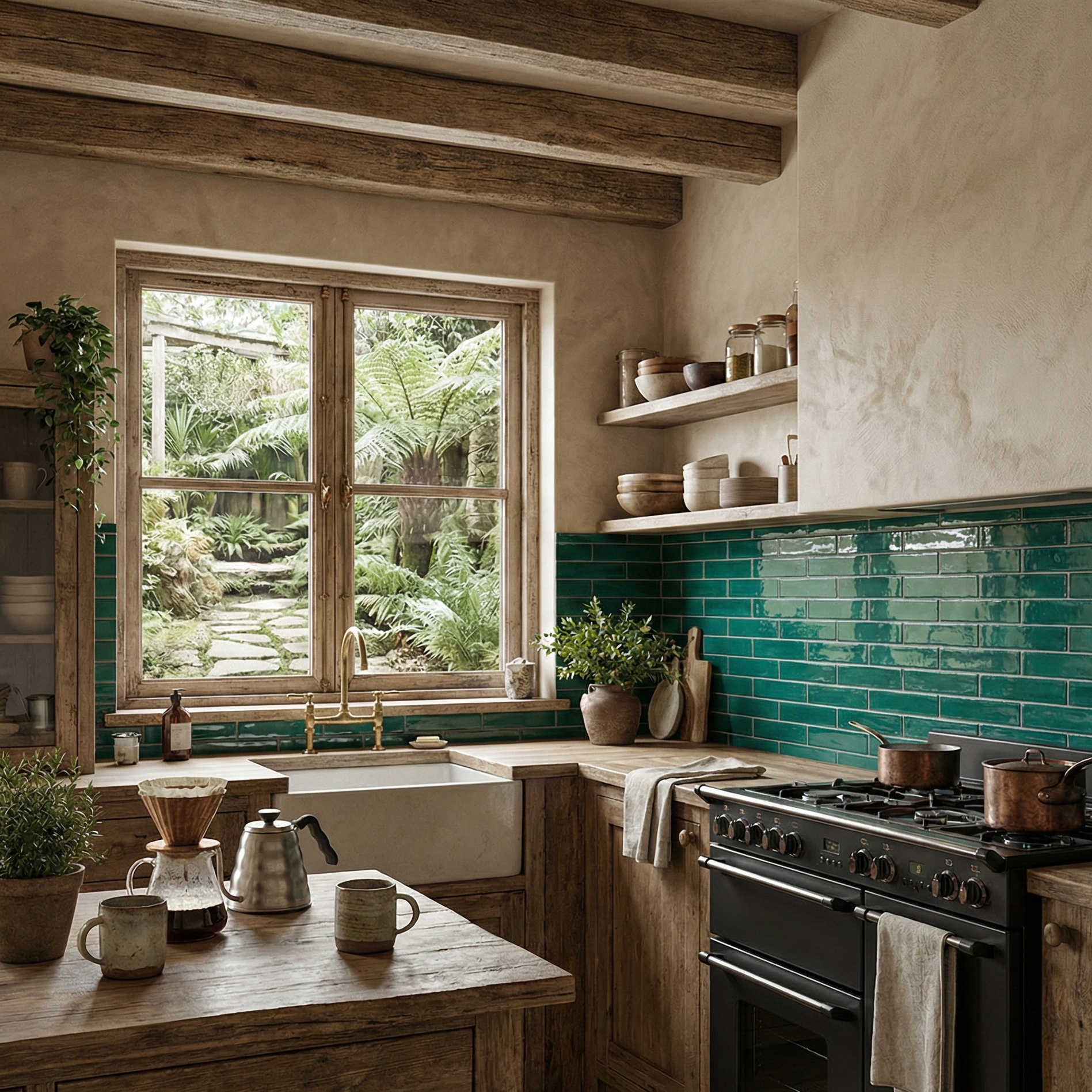 green subway tile ideas