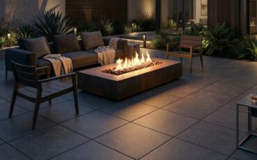porcelain patio tiles in a modern patio design