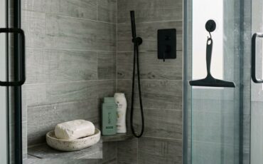 wood look tile shower design