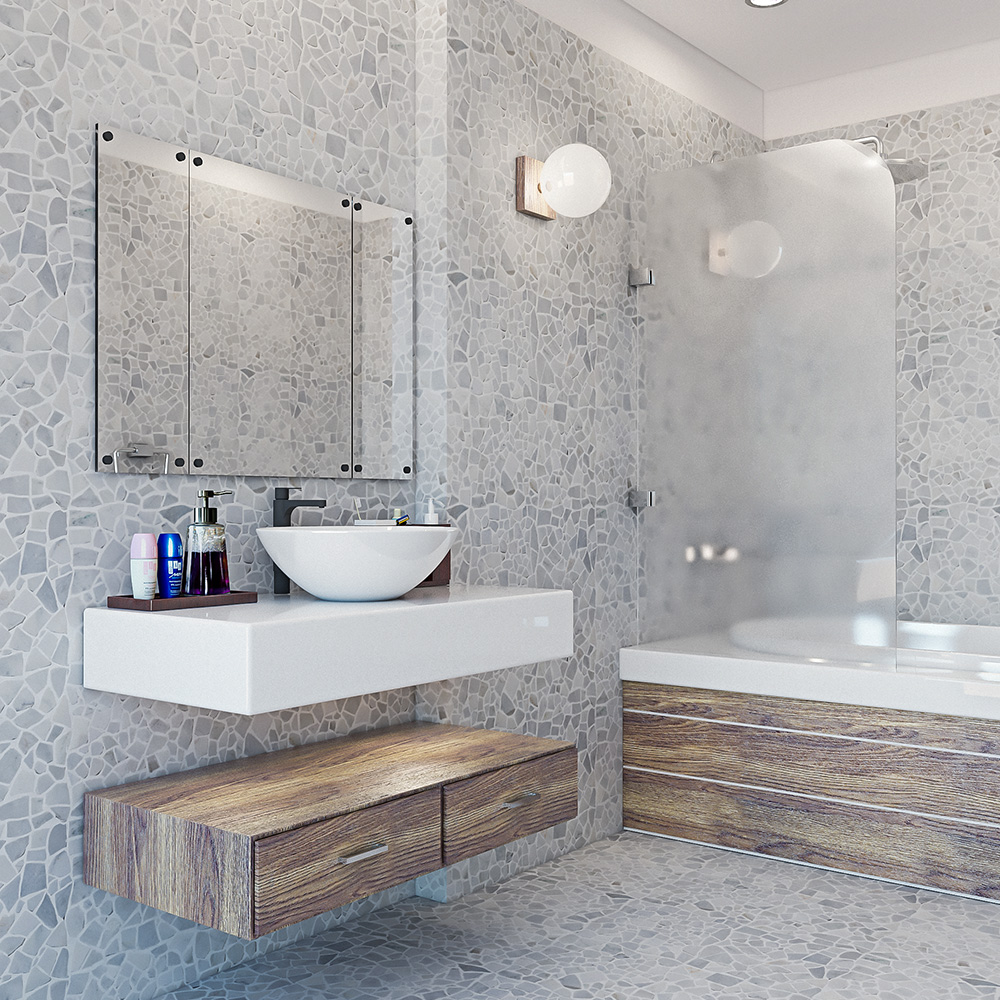 carrara marble mosaic tile bathroom