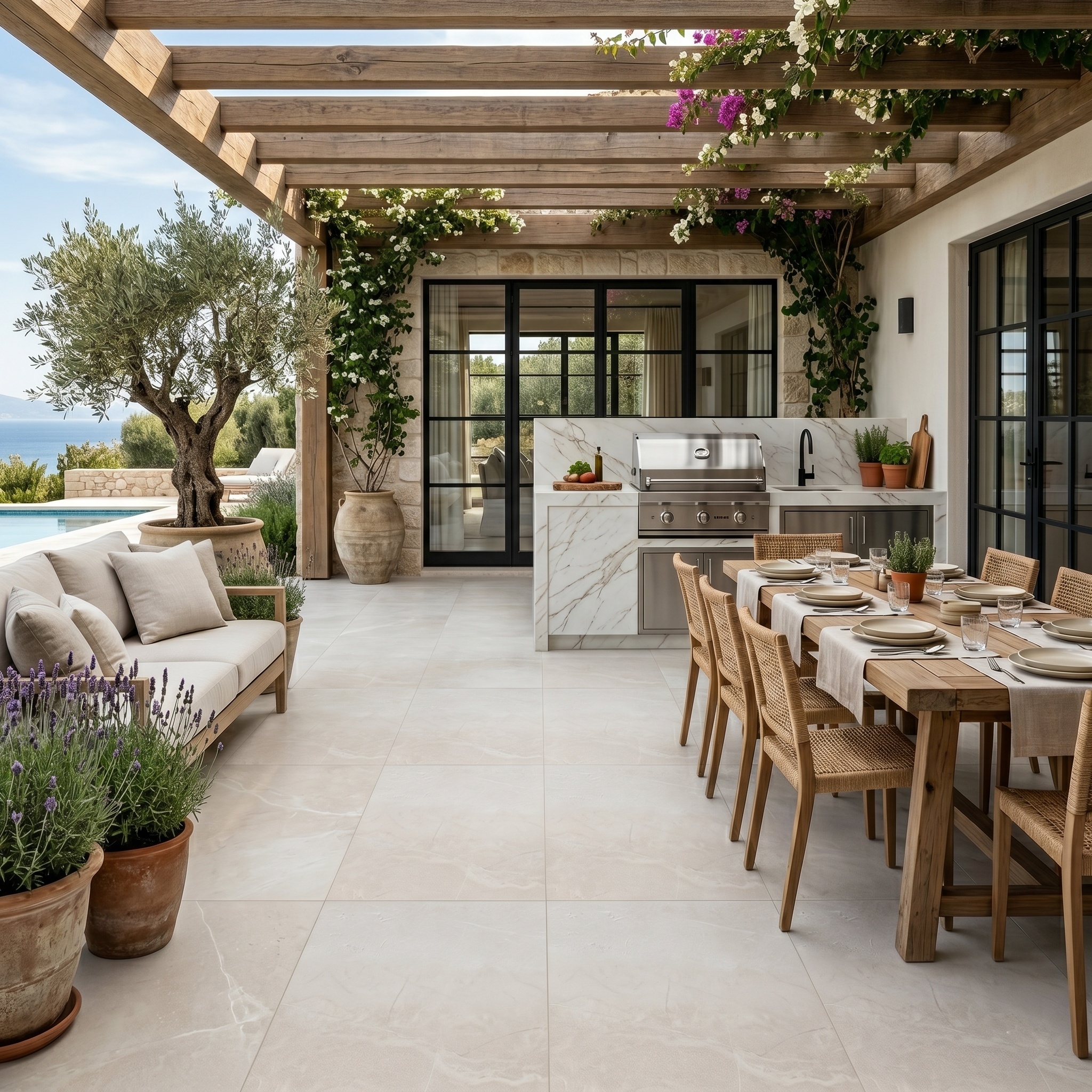 marble pavers for outdoor kitchen flooring