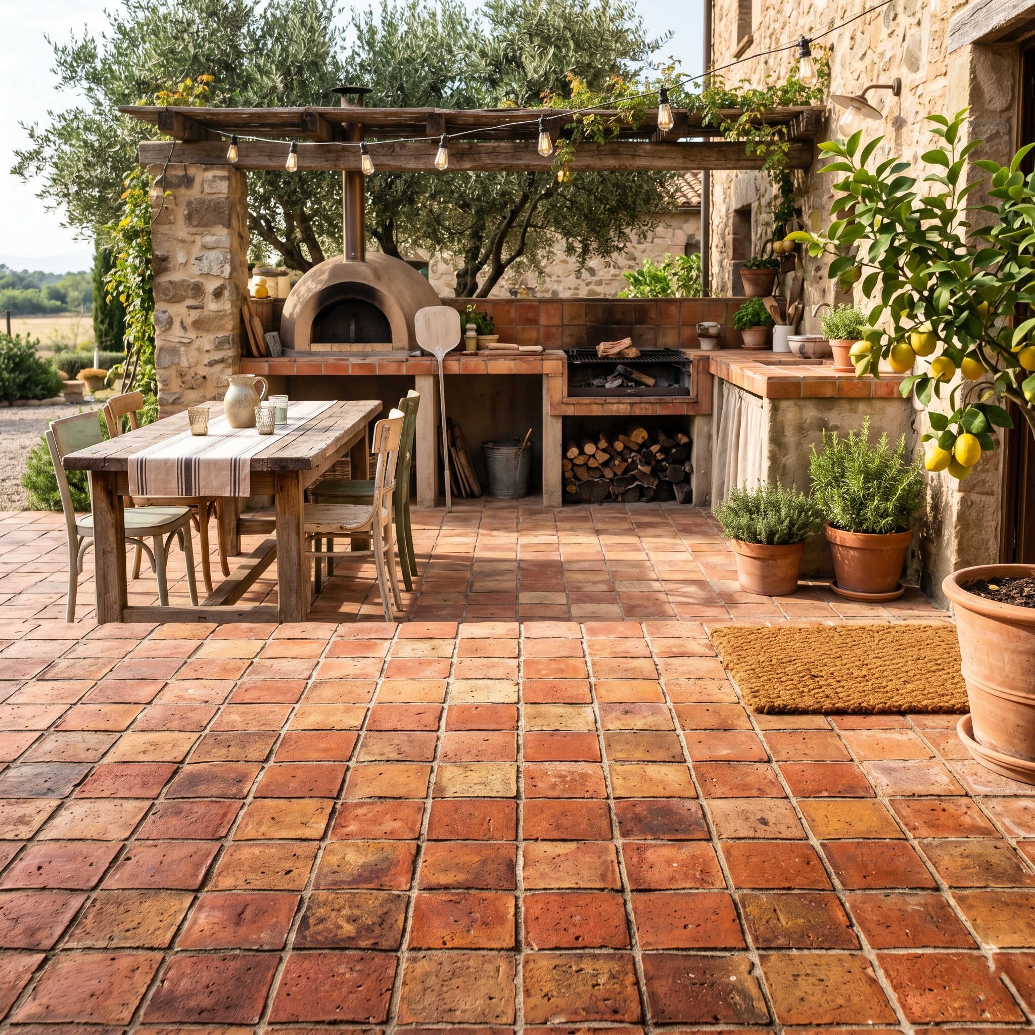 terracotta tiles for outdoor kitchen flooring