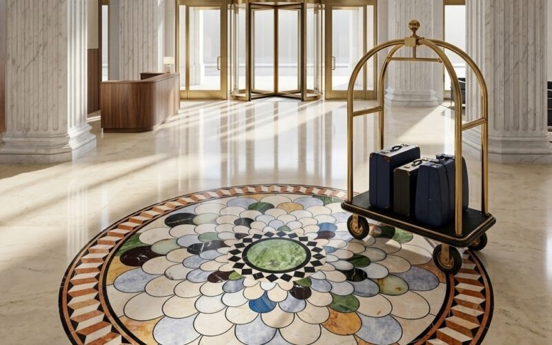 marble medallion for hotel entryway flooring