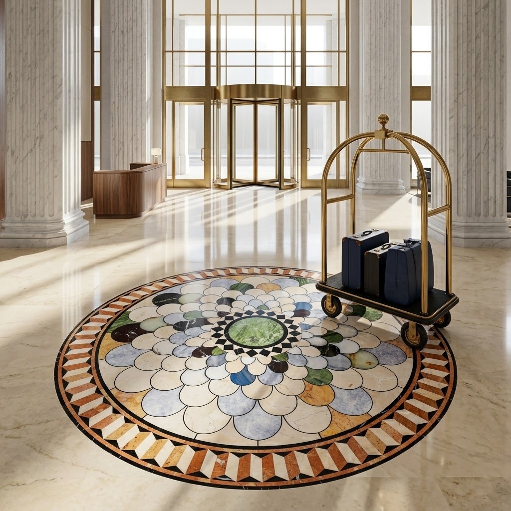 marble medallion for hotel entryway flooring