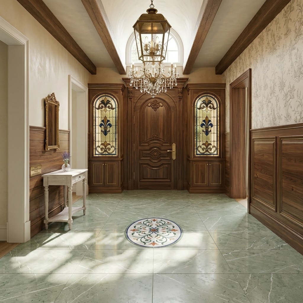 oval marble medallion for luxury vintage entryway design