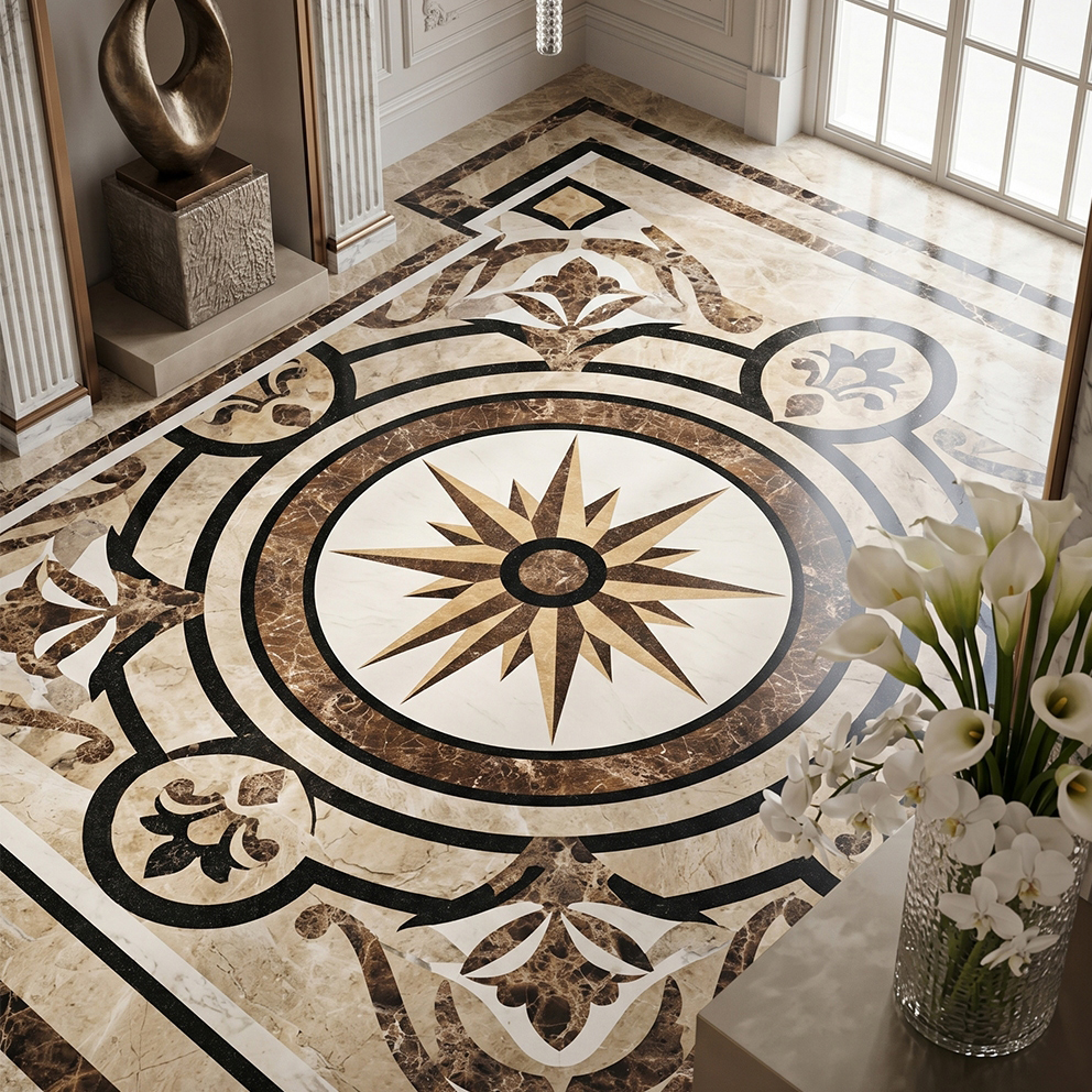 compass rose marble medallion ready to ship
