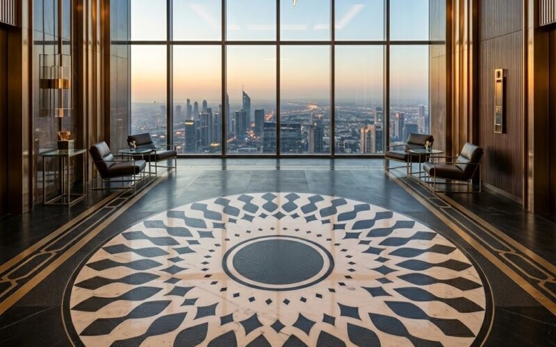 round floor medallion for business center lobby