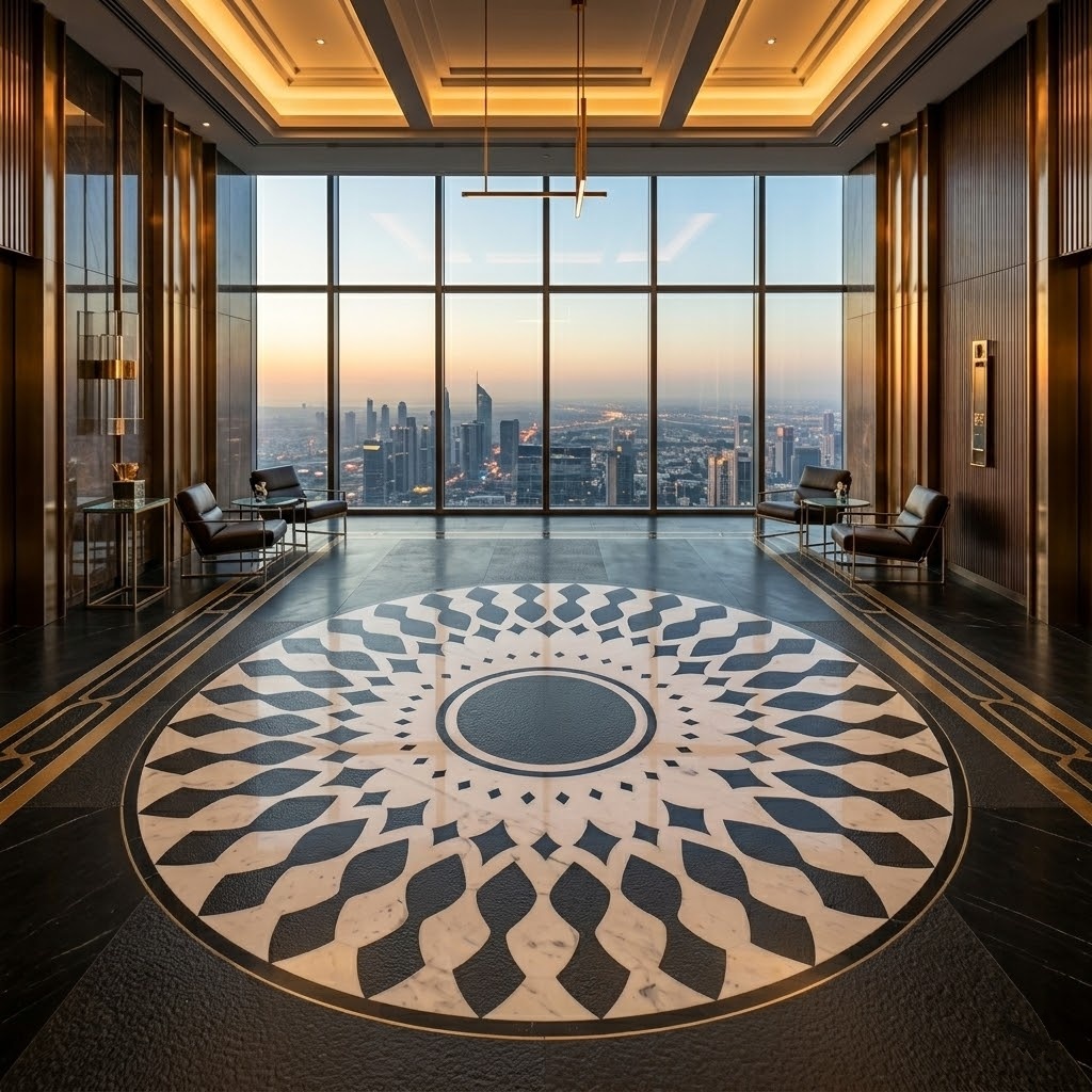 round floor medallion for business center lobby